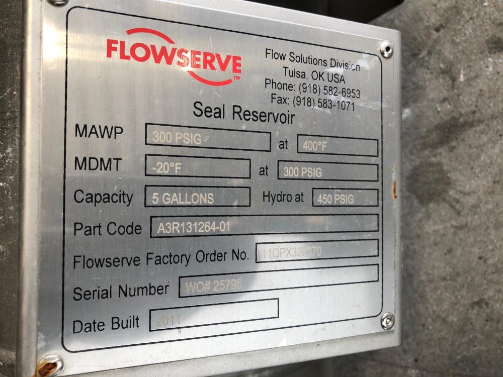Flowserve 5-Gallon Stainless Steel Seal Pot Reservoir A3R131264-01